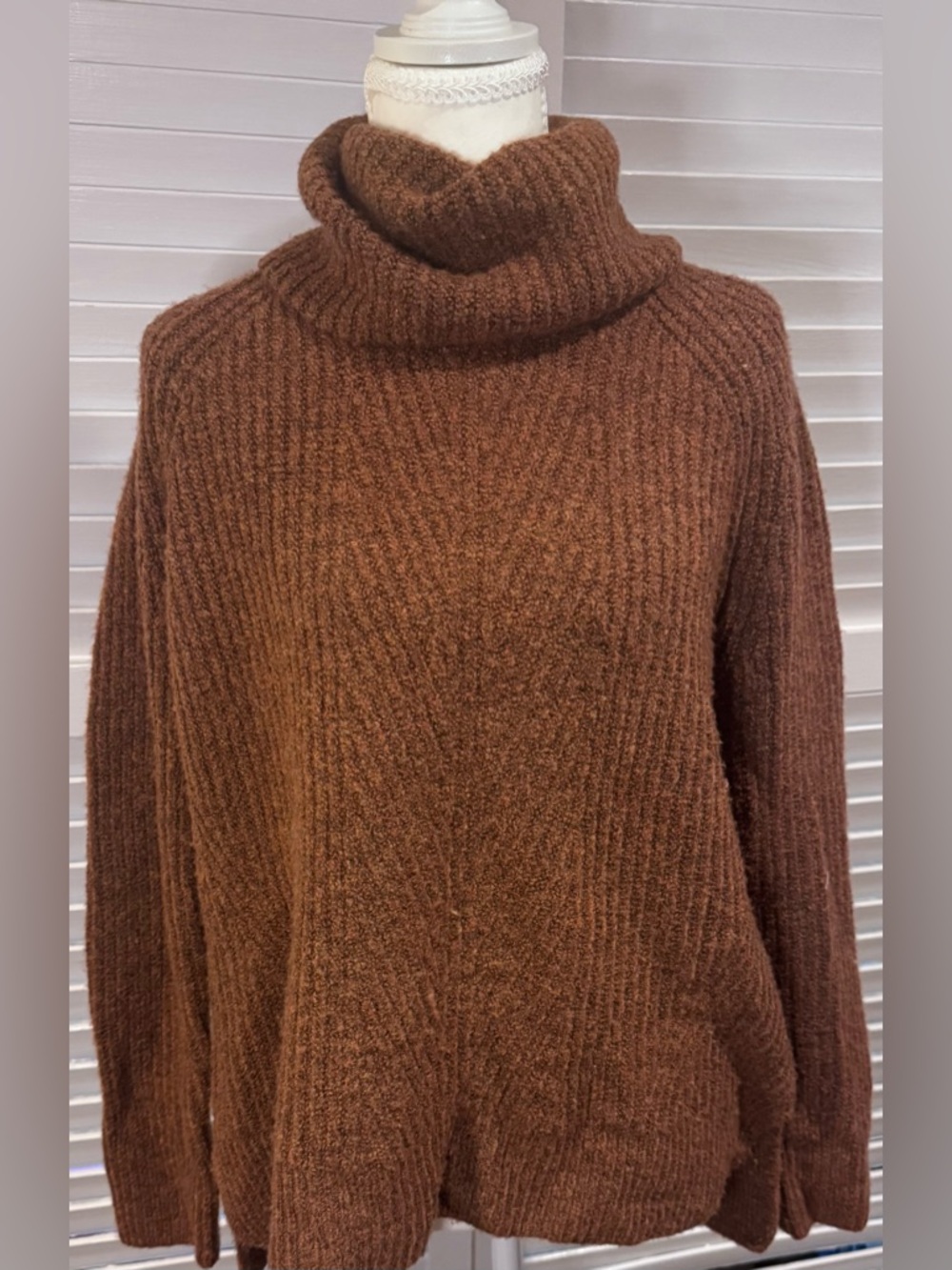 Madewell Brown Chunky Knit Turtleneck Sweater Cozy Ribbed Size M